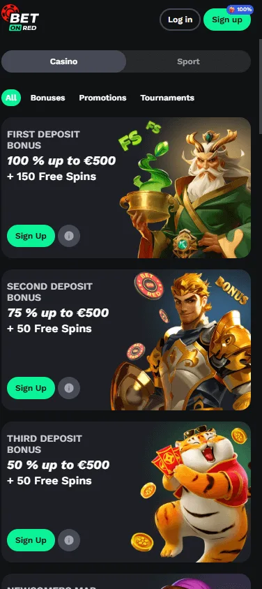 Betonred Casino mobile browser promotions area with bonus and tournament features